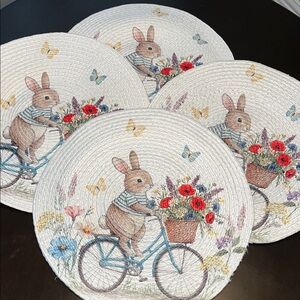 ⚡️HP⚡️4 Bunny Bicycle Placemats